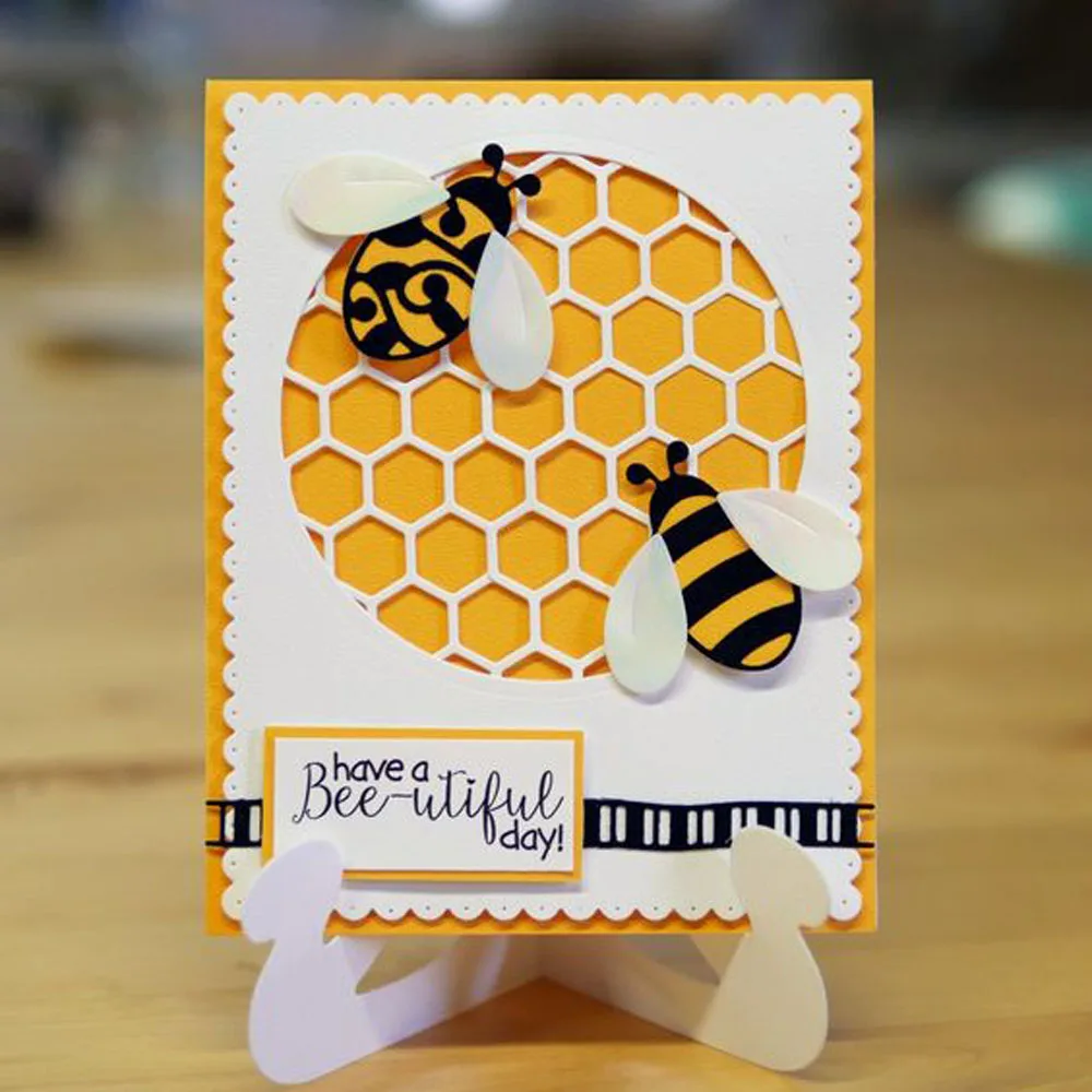 

Swovo circle bee honeycomb Stitched Metal Cutting Dies DIY Scrapbooking Stamps Craft Embossing Making Stencil Die Cuts New 2018