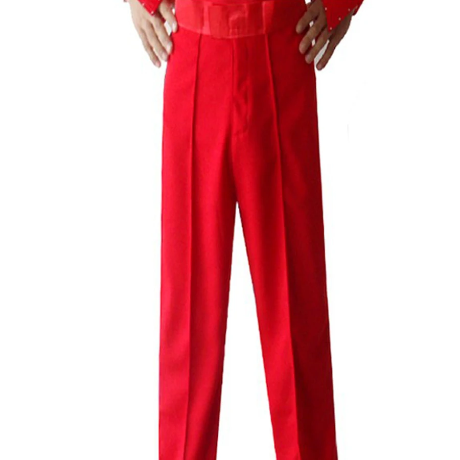 WENDYWU Professional Men and Boys Latin Dance Pants Black Ballroom Salsa Competition Practice Trousers