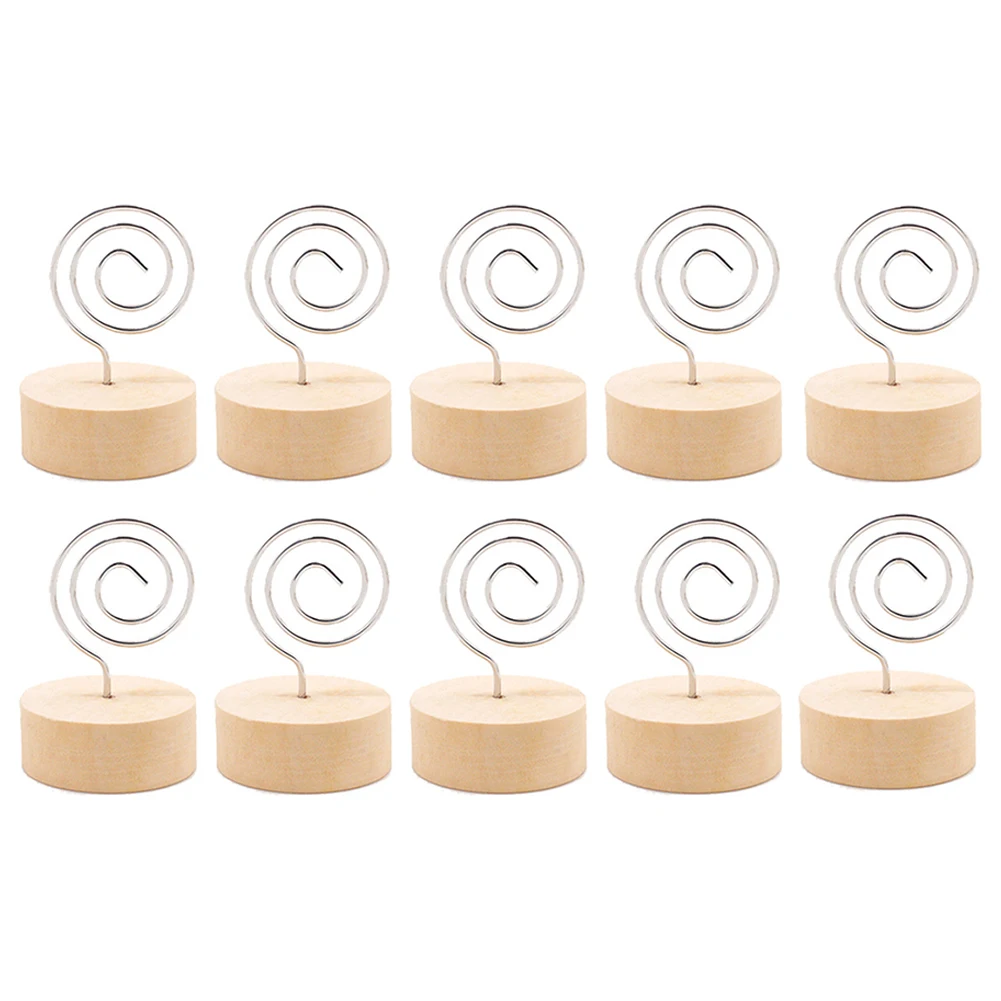 Table Photo Folder Ornaments Clip Card Holder Decor Office Desktop Frame Home Message Party Birthday Wooden Base | Дом и сад