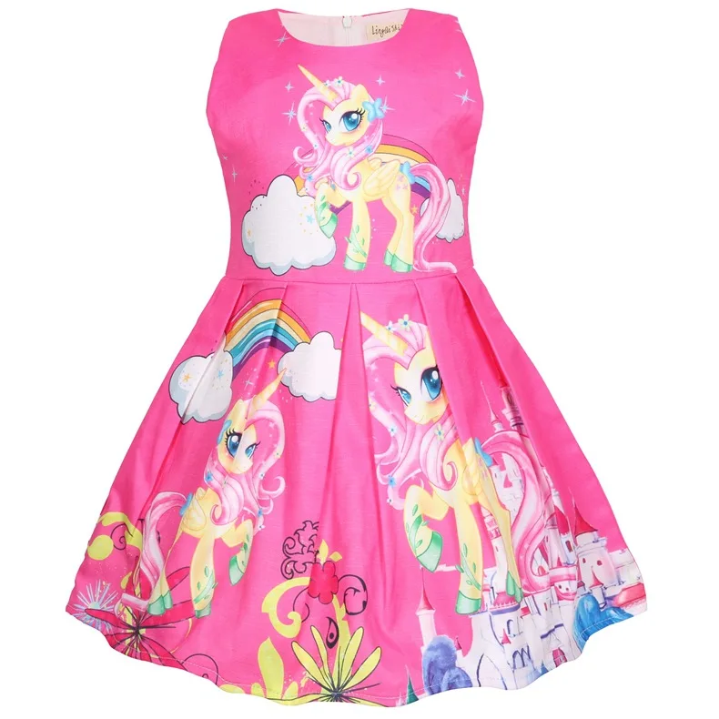 Платье для девочек летние платья с изображением Маленького Пони для девочек, праздничное платье подарок на день рождения, костюм платье принцессы одежда для детей от 2 до 8 лет