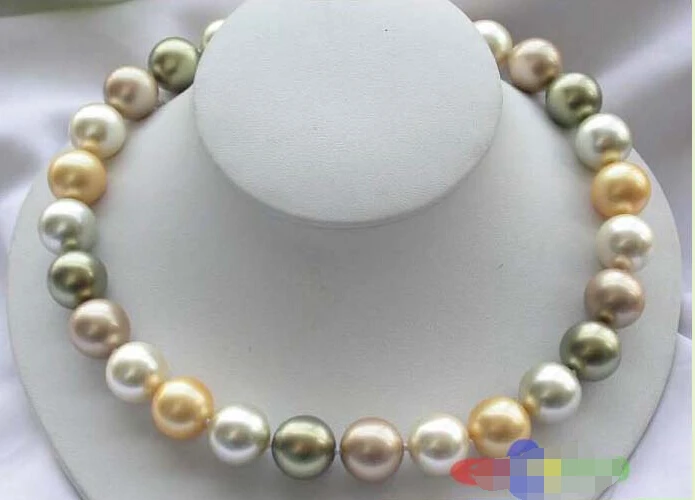 

Free shipping >>>>>p1739 17" 16MM ROUND multicolor SOUTH SEA SHELL PEARL NECKLACE