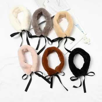 

Women's 2019 autumn and winter wild solid color simple thick warm 7*120cm plush hanging neck scarf