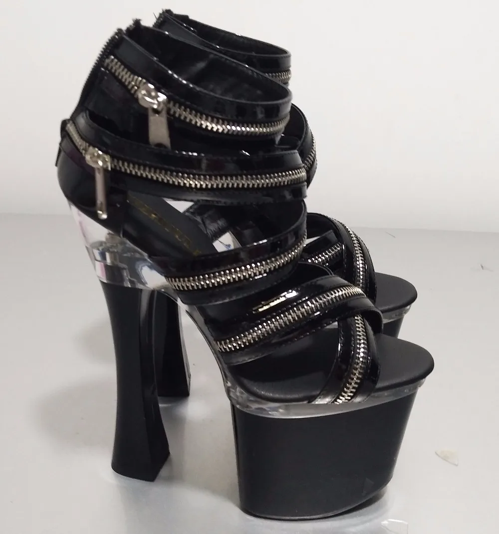 18cm high heel shoes, the new glass root package with sandals zipper decoration Dance Shoes