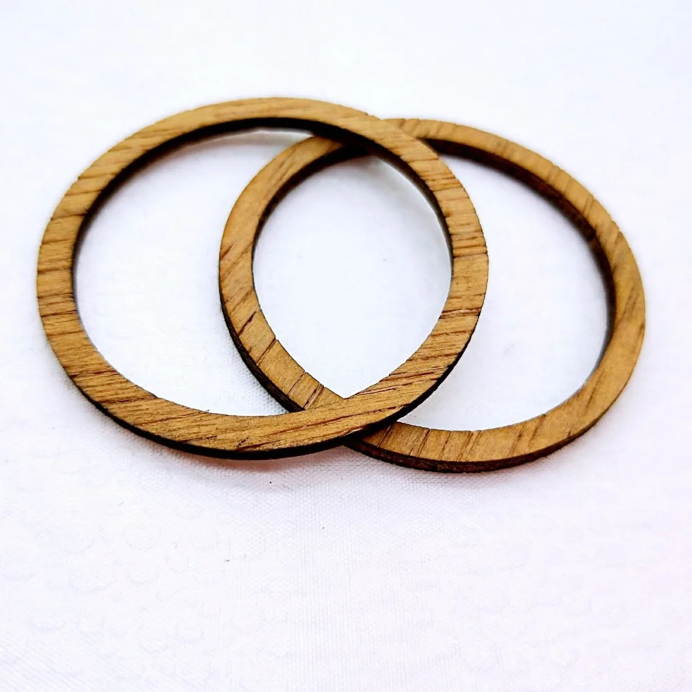 

50pcs hollow 5cm circles diy wood earring accessory
