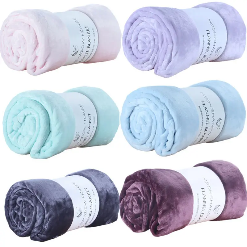 

Solid Color Flannel Blanket Sofa Nap Blanket Newborns Warm Swaddle Wrap Stroller Cover Soft Fluffy Baby Blankets 70*100cm