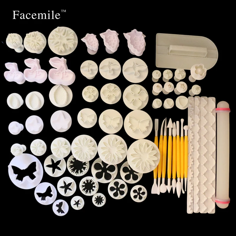 

2017 New 14sets 68Pcs Fondant Cake Cookie Sugar Craft Decorating Plunger Modelling Tools Set DIY Cake Cutters Molds Sugarcraft