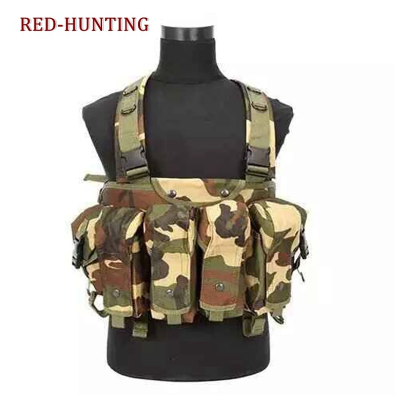 Chaleco táctico camuflaje Woodland Jump, bolsa de aparejo para el pecho, de soporte para revistas, chaleco militar Modular con Top AK 47| Chalecos de caza| - AliExpress