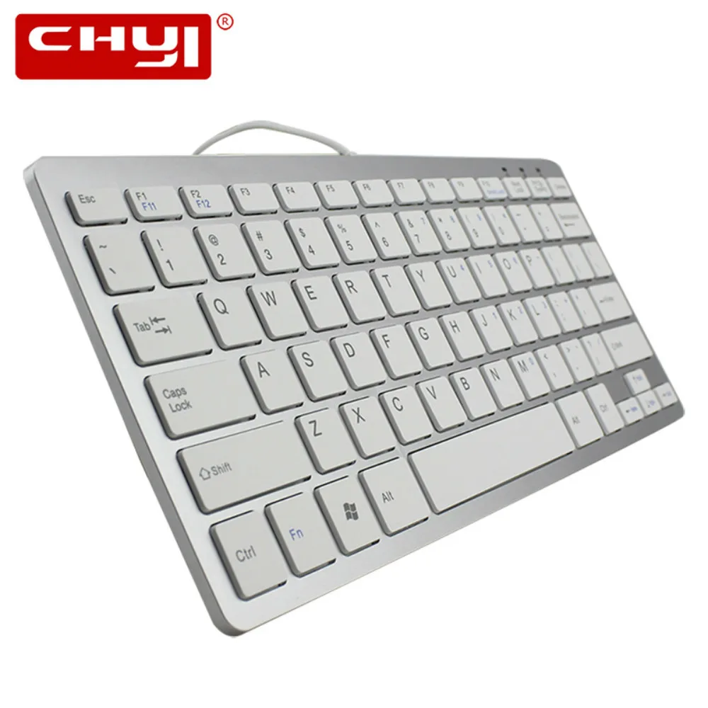 CHYI Super Thin Wired Keyboard Mini Keybaord Ergonomic Aluminum Keypad