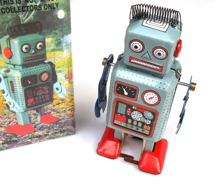 4pcs Mini Wind Up Walking Roboter Clockwork Zinn Spielzeug mit Schlüssel 