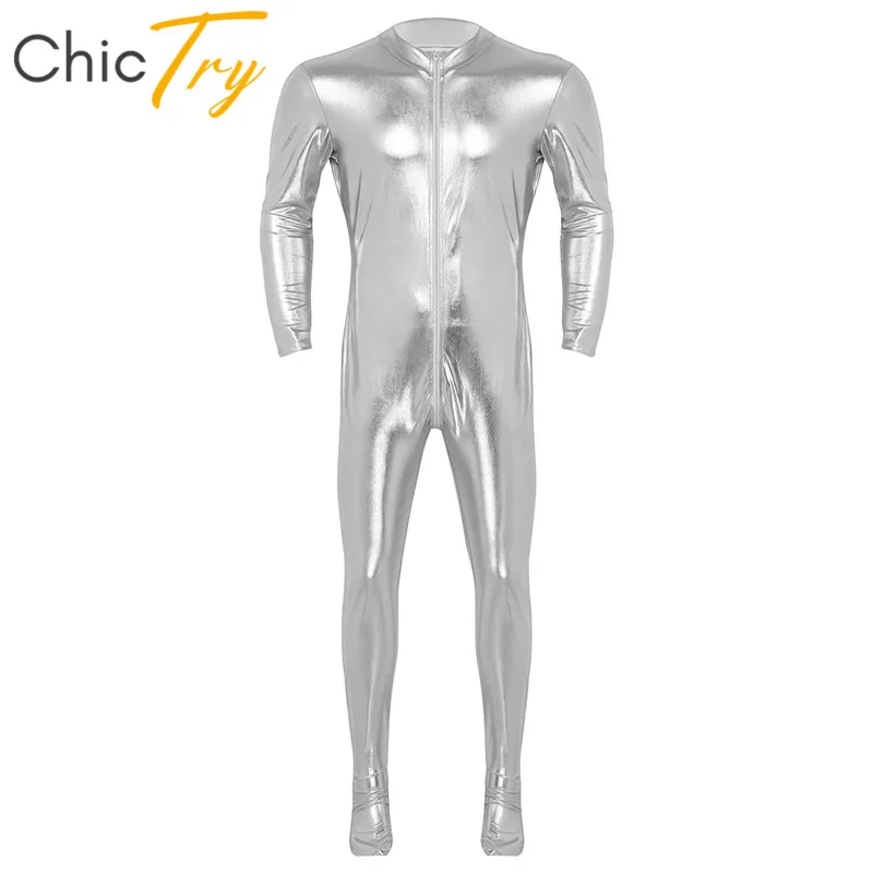 

ChicTry Long Sleeves Stretchy Full Body Jumpsuit Ballet Gymnastics Leotard Unitards Overall Men Stage Performance Dance Costumes