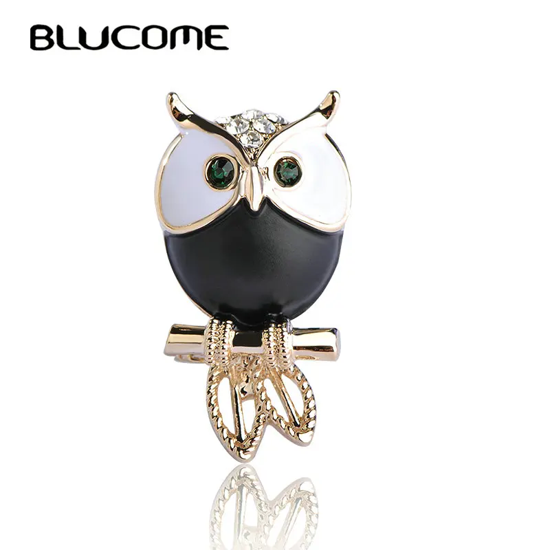 

Blucome Black White Enamel Bird Brooch Green Big Eyes Parrot Brooches For Kids Boy Women Coat Collar Suit Scarf Pins Owl Jewelry