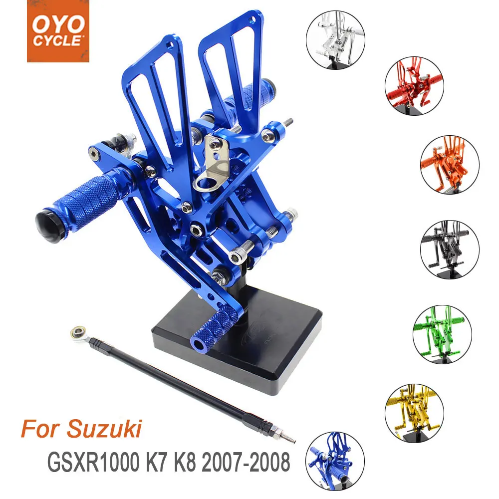 

For Suzuki GSXR1000 K7 K8 2007-2008 Motorcycle Rear Set Accessories CNC Adjustable Rearset Foot Pegs GSX-R1000 Foot Rests