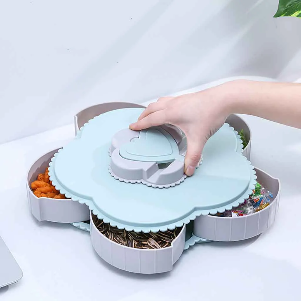 Высококачественный Блум вращающийся контейнер для закусок цветок дизайн конфеты, продукты креативный ящик для хранения Форма органайзер для хранения бижутерии вещей