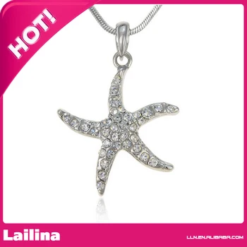 

Clear Crystal Silvertone Starfish Charm Pendant Necklace