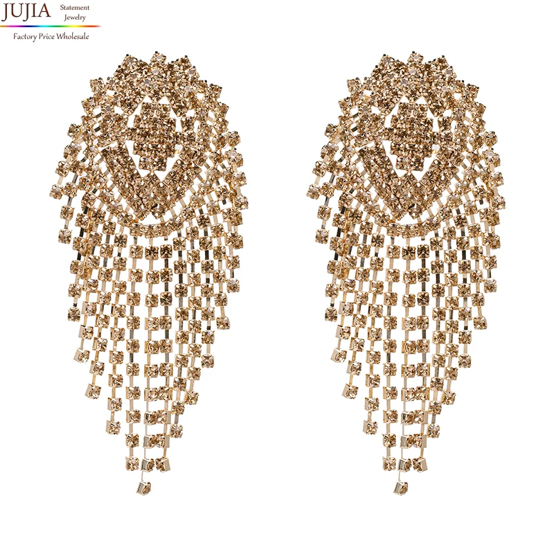 JUJIA 17 цветов, дизайнерские модные серьги с кисточками и кристаллами, модные ювелирные изделия, очаровательные хрустальные серьги ZA для женщин