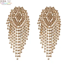 JUJIA 17 цветов, дизайнерские модные серьги с кисточками и кристаллами, модные ювелирные изделия, очаровательные хрустальные серьги ZA для женщин