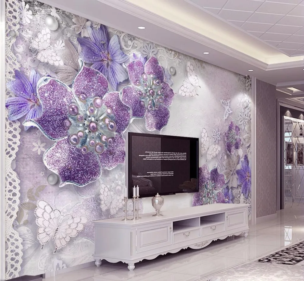 Beibehang personalizado foto papel de parede grande fresco 3d flores luxo 3d jóias tv fundo da parede 3d 11 HTB1Fv.RX48X3KJjSZPiq6AedFXat