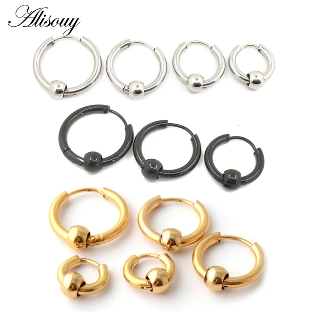 Alisouy Punk Gold Stainless Steel Hoop Earrings Huggie Simple Style Alisouy Punk Gold Stainless Steel Hoop Earrings Huggie Simple Style Earring Circle Fashion For