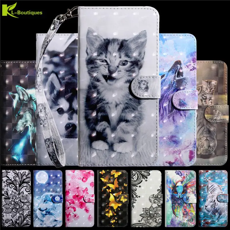 

3D Vision Case sFor Fundas Huawei P Smart 2019 Cover for Huawei P Smart Psmart 2019 Coque Etui Luxury Leather Wallet Phone Cases