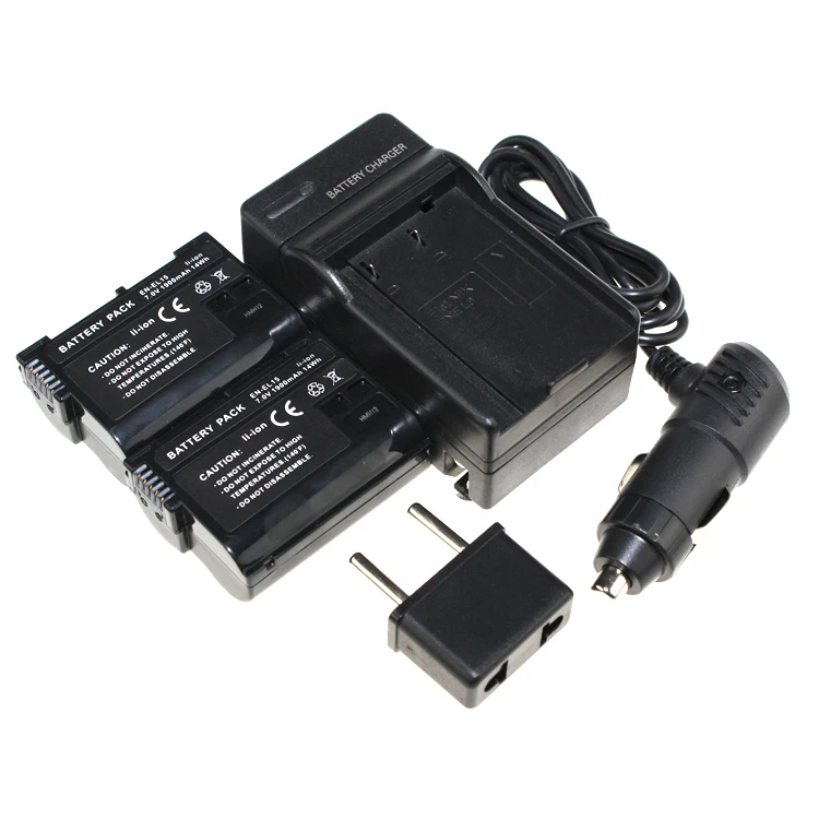 2PCS Battery+Charger EN EL15 EL15 ENEL15 Rechargeable Camera Batteries