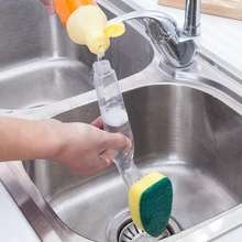 Brosse de nettoyage en éponge, pratique pour la cuisine, remplacement, tampon à vaisselle, lave-vaisselle, distributeur de savon