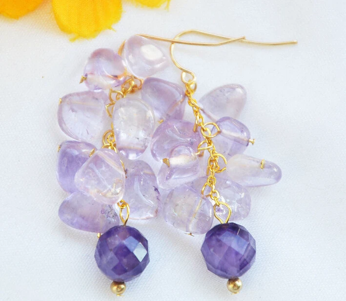 

hot sell new - free shipping 12376 round lavender baroque amethyst grape dangle earring