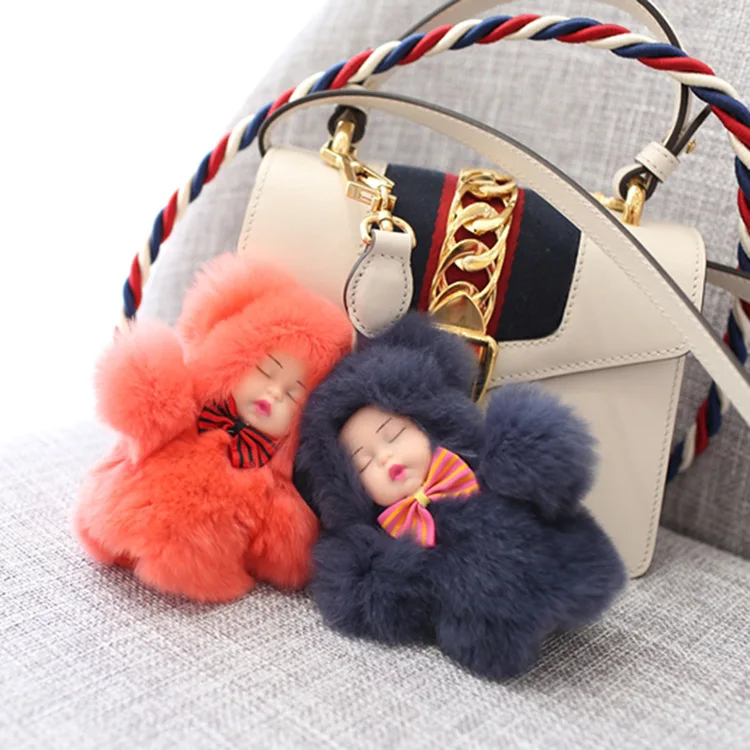 Pompom de Pelúcia Bonito do Bebê Bonecos de Pelúcia Chaveiro de Pelúcia Titular do Bebê para Meninas Novo Mini Bola Boneca Moda Crianças Macia Brinquedos Charme Mulheres 6 Cheap Chaveiros de pelúcia