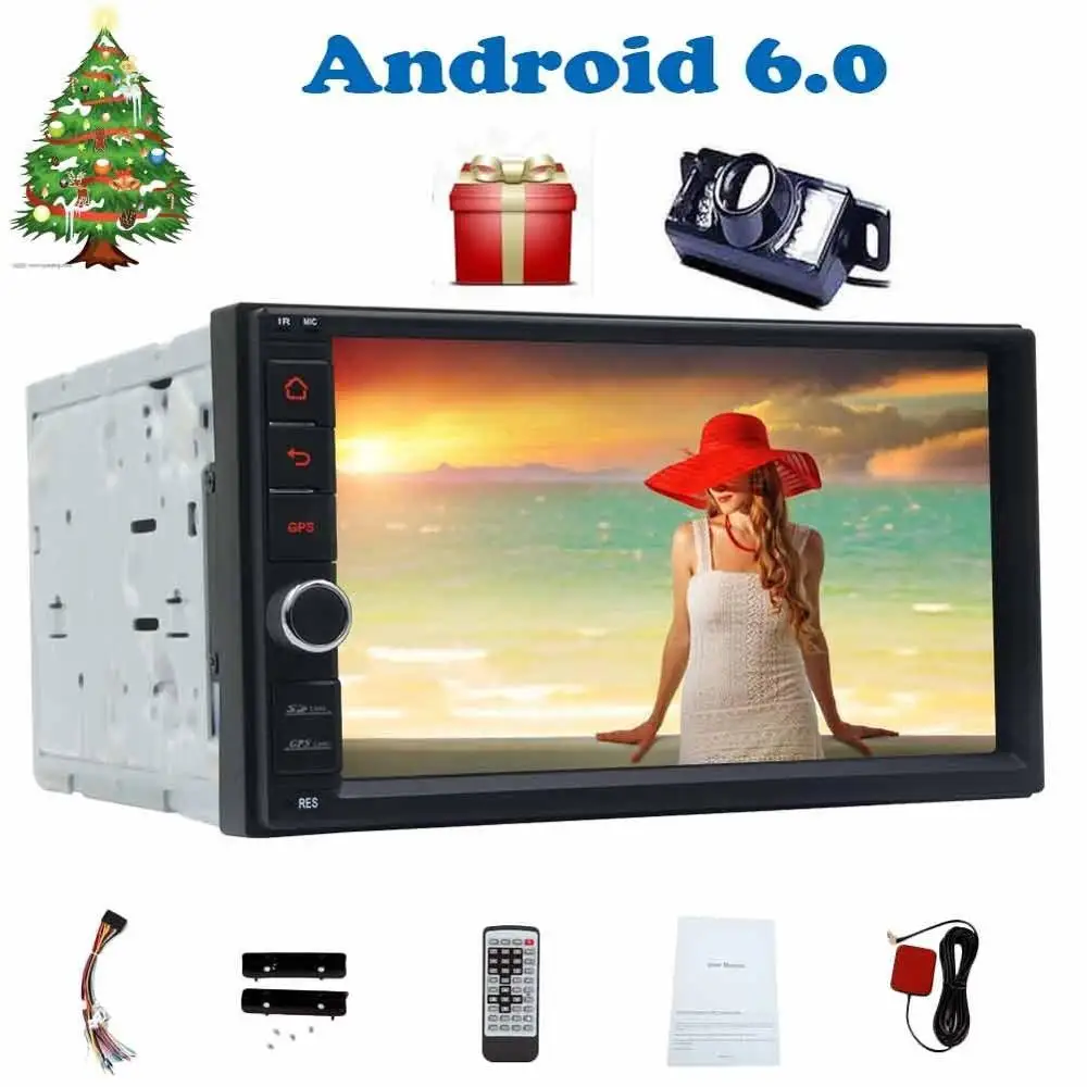 

Backup camera+4-core Android 6.0 2din car radio 7'' Auto stereo in dash car monitor pc unit bluetooth WiFi MirrorLink autoradio