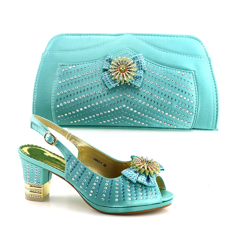 

New ArrivalAfrican Shoe and Bag Set High Quality Italian Shoes with Matching Bags Lake green African Shoes and Matching Bags