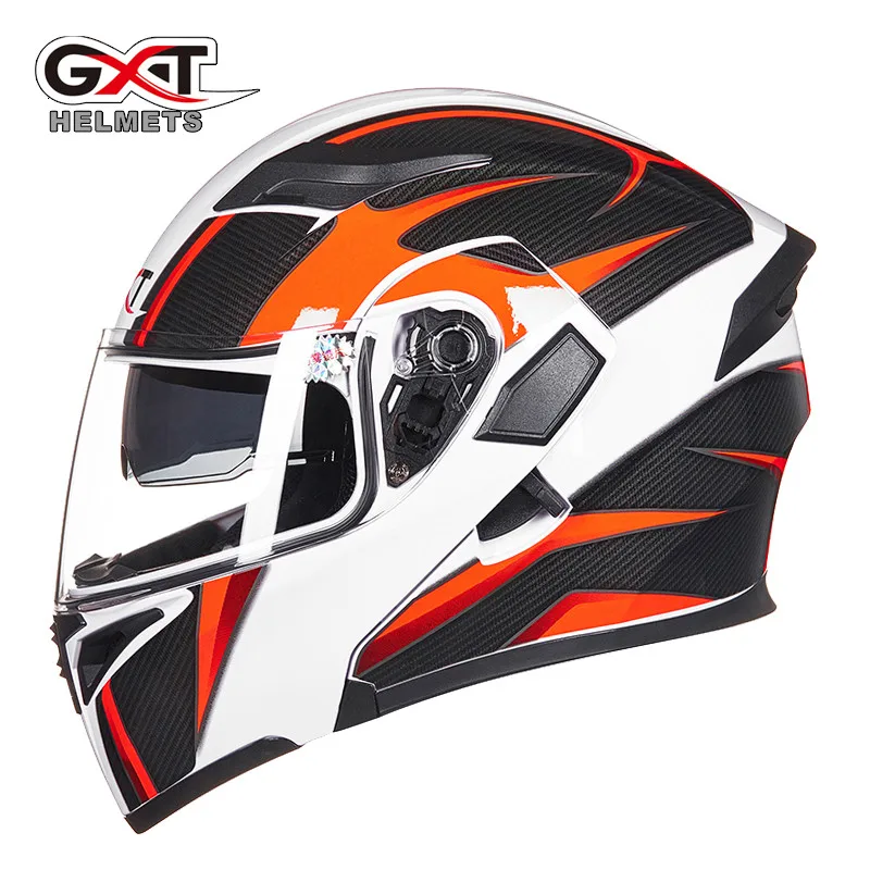 GXT мотоциклетный флип-шлем модульный шлем мото велоспорт точечные Шлемы Черный солнцезащитный козырек безопасность двойной объектив гоночный внедорожный шлем - Цвет: 5