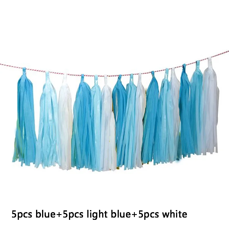 15 шт. тканевые кисточки воздушный шар баннер для лета тематическая вечеринка на день рождения украшения зеленый синий цвет детский душ воздушные шары аксессуары - Цвет: set5
