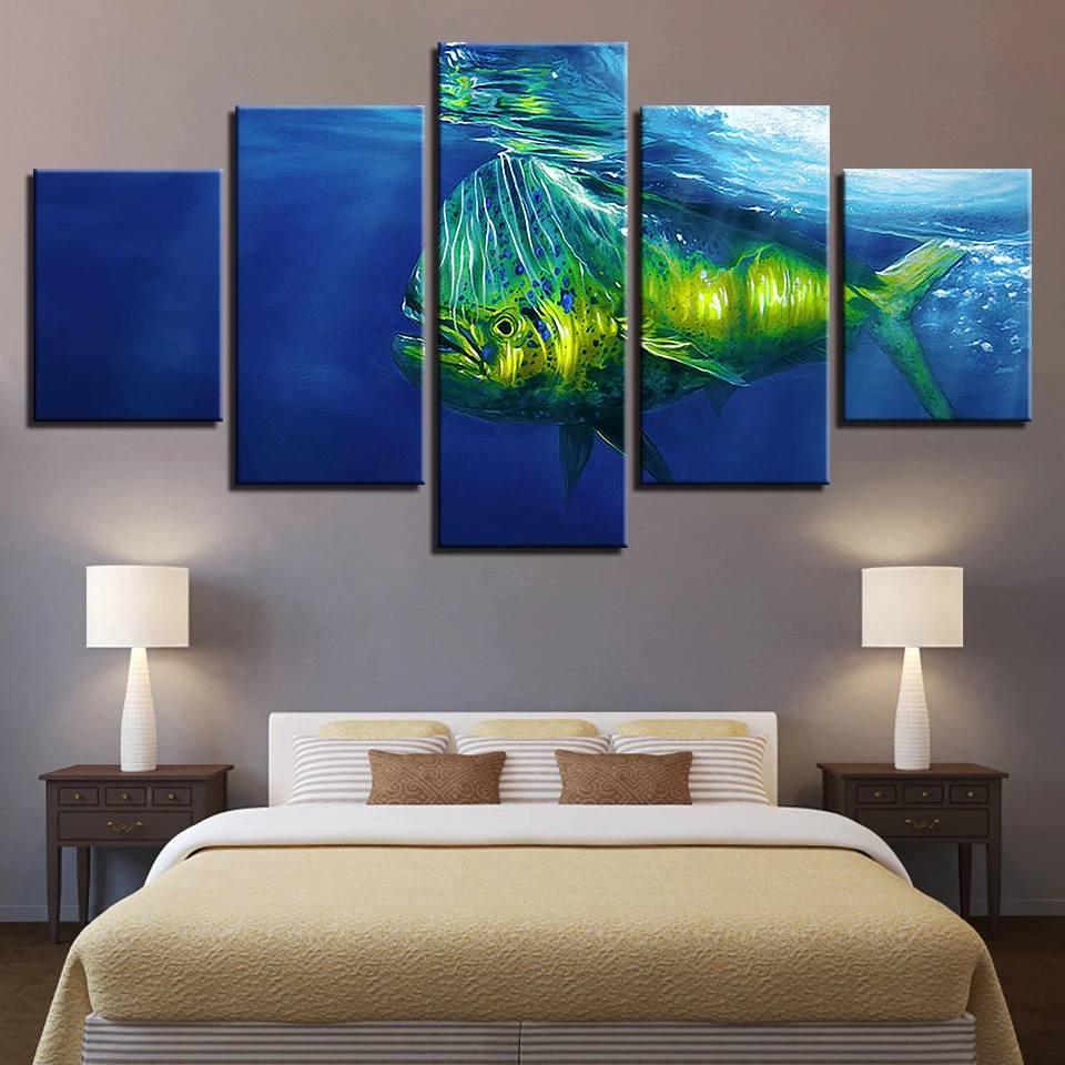 

Wall Art Pictures Home Decoration Posters Frame 5 Pieces Deep Sea Animal Big Fish Living Room HD Printed Modern Painting Canvas
