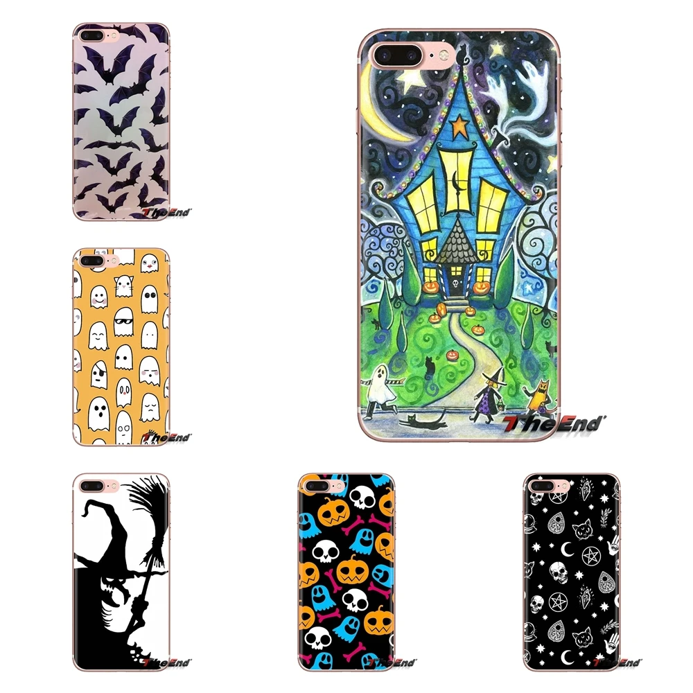 

For Xiaomi Redmi 4A S2 Note 3 3S 4 4X 5 Plus 6 7 6A Pro Pocophone F1 TPU Transparent Shell Cover Pumpkin Halloween Bat Witch Boo
