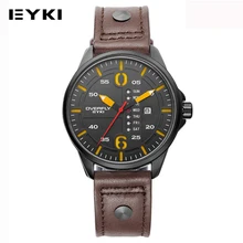 EYKI Sport Casual Montre-Bracelet Étanche Pour Hommes Lumineux Ceinture En Cuir Mâle Reloj Hombre Jour Et Affichage de la Date Armée Quartz Montres