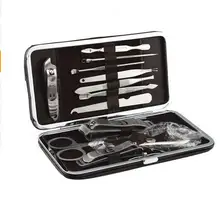 Профессиональный 12 шт./компл. Нейл-арт набор маникюрных инструментов для педикюра ногтей Ножи Пинцет Ножницы, кусачки для ногтей Наборы инструментов с Чехол
