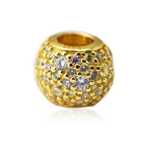 Подходит для Pandora Браслеты золотой микс Pave Подвески 925 пробы-серебро-бусинами