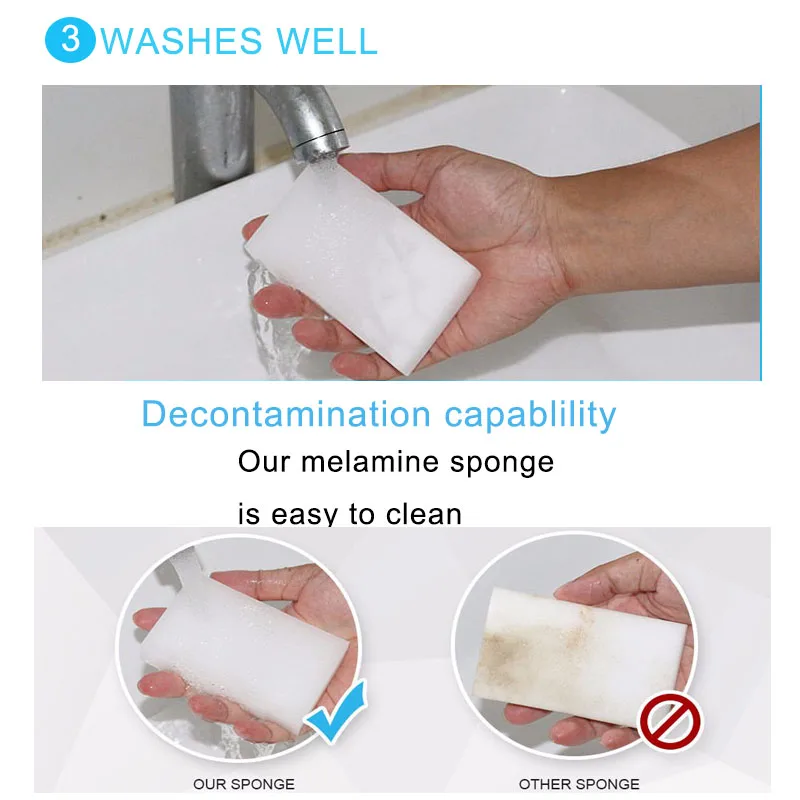100 шт меламиновая губка волшебная губка белая ластик для кухня, ванная, офис принадлежность для чистки 100*60*20 мм для чистки посуды Nano