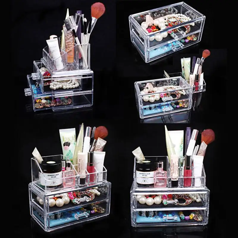 Горячая Портативный макияж ящик для хранения прозрачные украшения акриловые изделия для маникюра органайзер для косметики ящики для помады устойчивый блеск