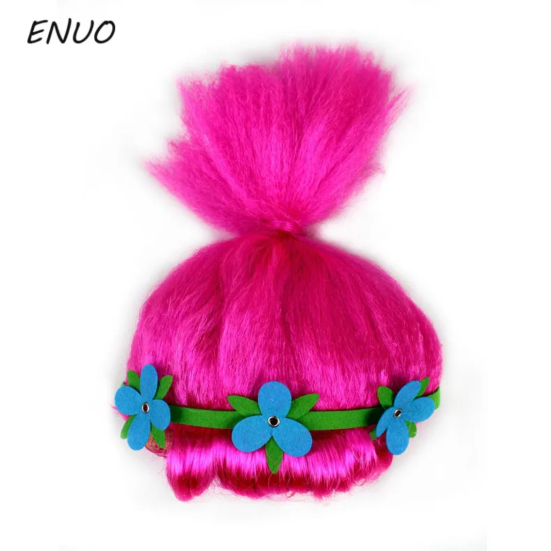 Trolls robe Cosplay perruque + bandeau Trolls perruques coquelicot robe