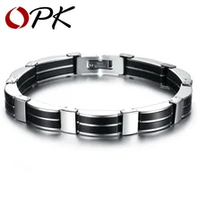 ОПК ЮВЕЛИРНЫЙ Мода силиконовые Проволока из нержавеющей стали-кабель цепи ручной работы широкий браслет черный панк-рок Для мужчин аксессуар 815