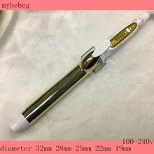 1 шт. 32 мм Высокое качество профессиональные бигуди для волос Золотое покрытие тепловые трубы белая ручка 100-240 В