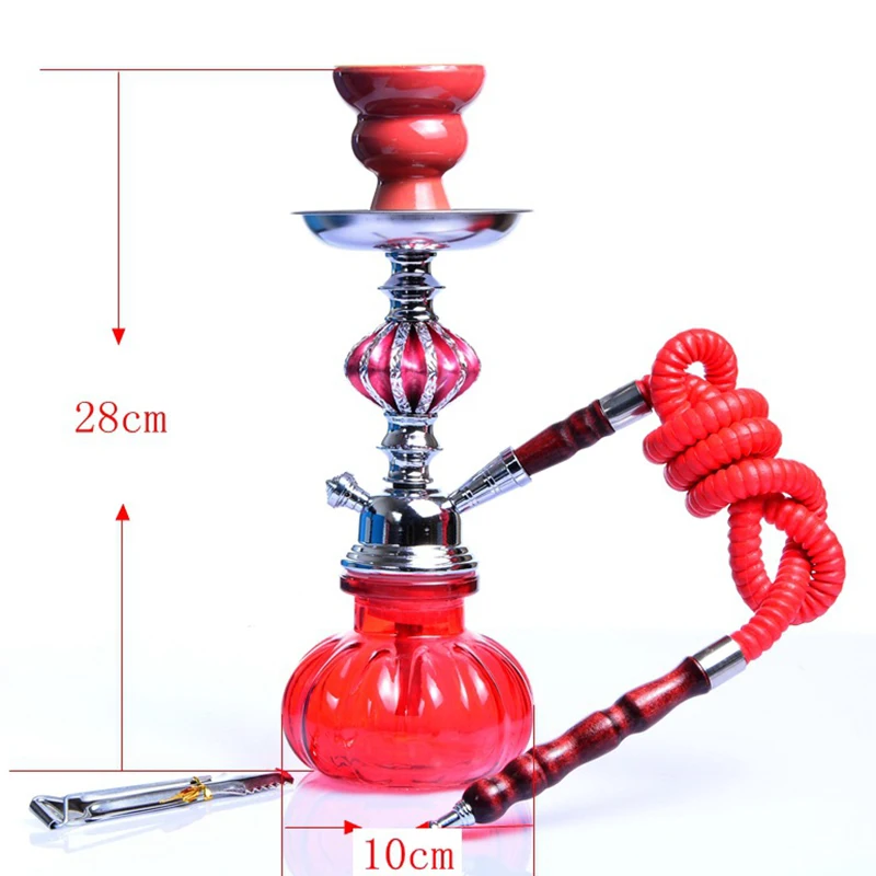 Портативный 4 цвета кальян Кальян курительная водяная труба с Sheesha Tong и 10 шт одноразовые мундштуки стеклянная ваза Nargile Goza