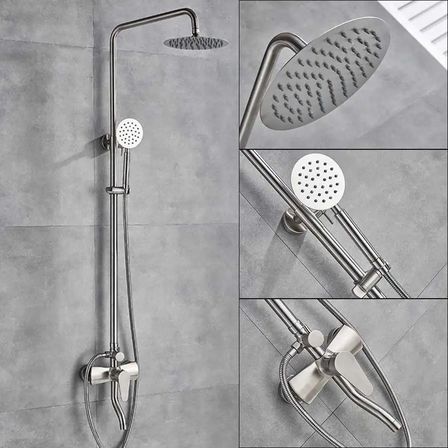 Brushed Nickel B Матовый Никель смеситель для душа с одной ручкой Поворотный носик насадка для душа с эффектом смесители Нержавеющая сталь дождь Насадки для душа 3 канальный - Цвет: Brushed Nickel B