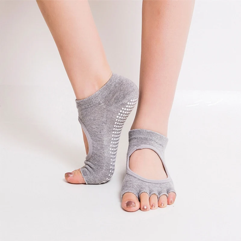 

10 Colors Women Yoga Backless Five Toe Anti-Slip Ankle Grip Socks Dots Pilates Fitness Gym Socks Ladies Sports Socks