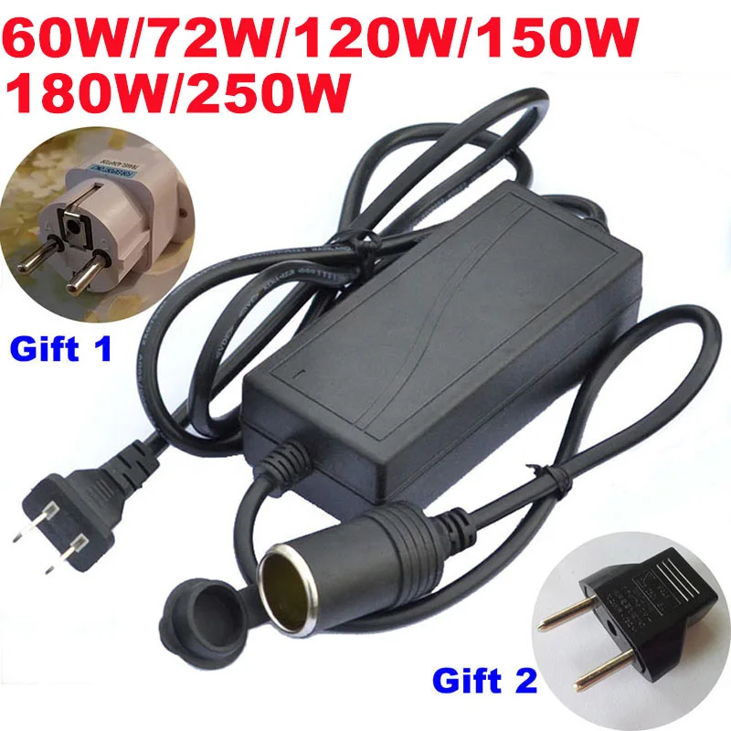 

60W 72W 120W 150W 180W 250W Car Cigarette Lighter AC/ DC Power Converter Adapter Inverter DC Power Supply Transformer