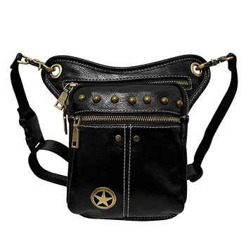 

Vintage Punk Biker Studded Waist Pounch Leather shoulder Bag Men/Women
