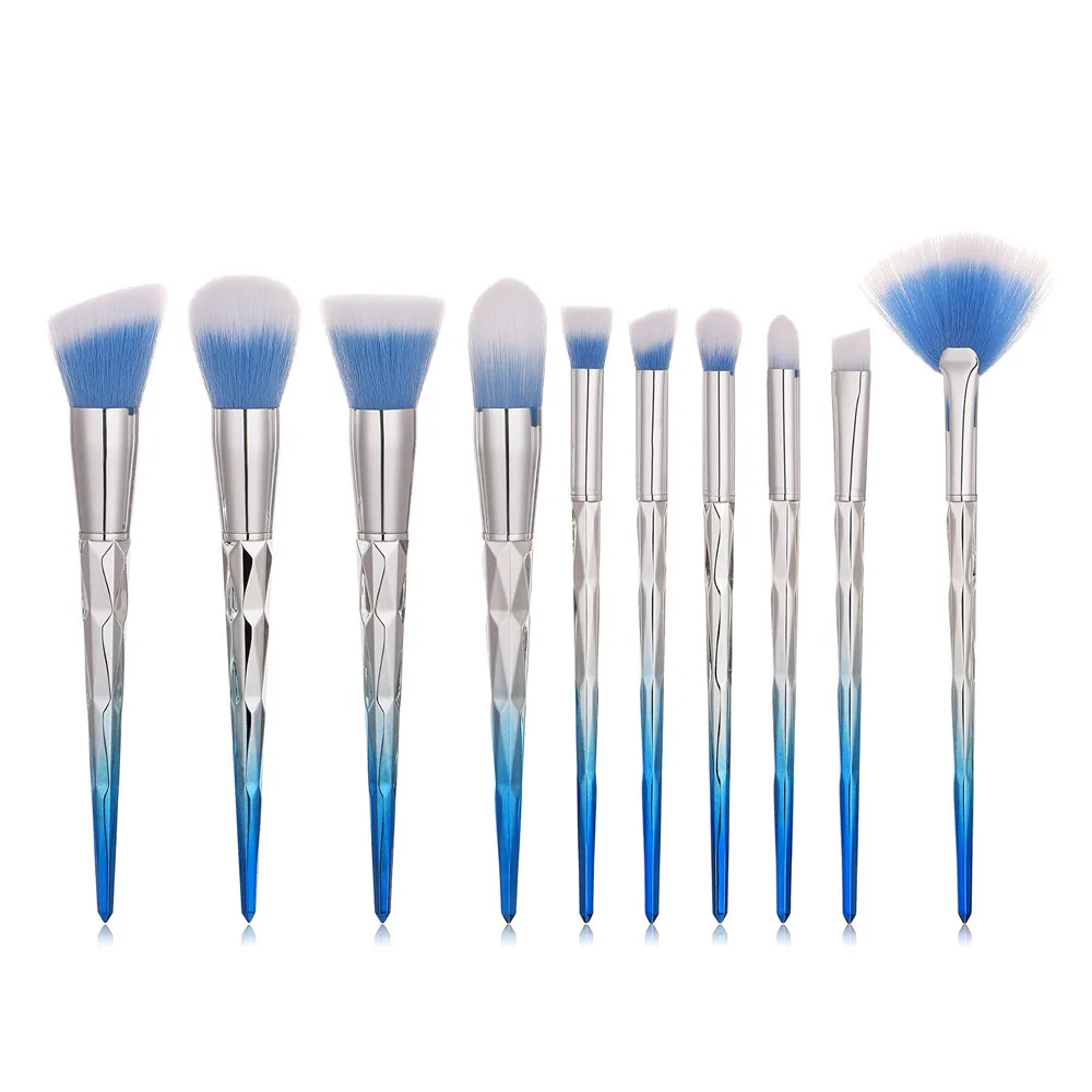 

2019 Fashion New 10PCS Blue Cosmetic Makeup Foundation Powder Eyeshadow Brushes Professional Brush tools
