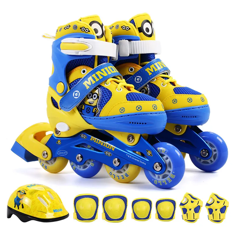 

Helmet protection kids skate roller skating shoes adjustable roller skates knee protector washable PVC hard wheels