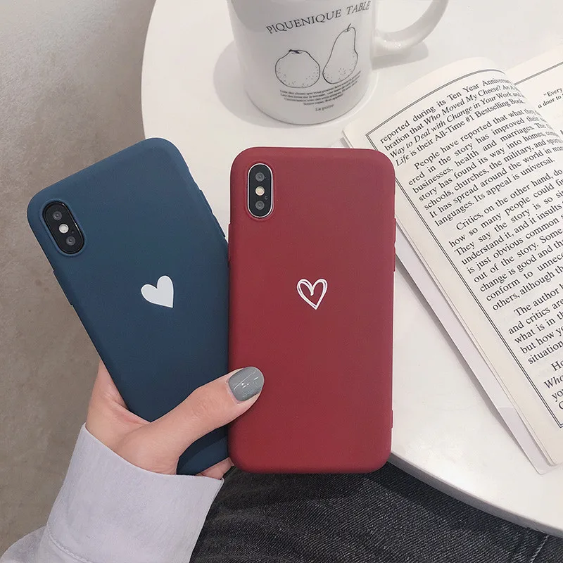 Винно-красное сердце мобильный чехол для телефона для iPhone 6 6s 7 8 Plus X XR XS Max Love style Мягкий силиконовый чехол ТПУ для девочек задняя крышка