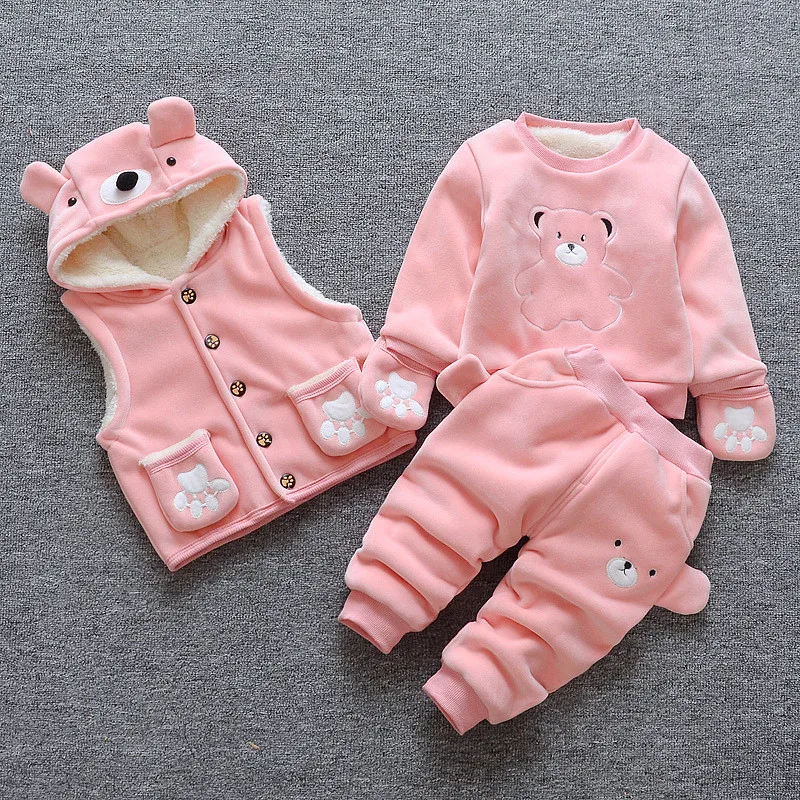 

BibiCola Baby boys clothing set unisex baby girls clothing set coat + sweater + pants new winter warn suit kid children baby set